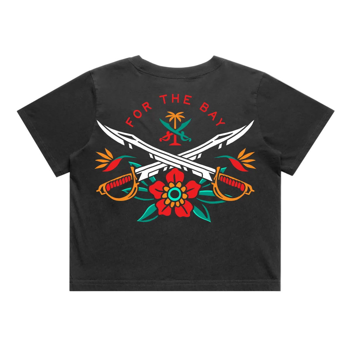 For the Bay Hibiscus Crest Crop Tee