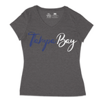 Ladies V-neck Tampa Bay Hockey Script tee