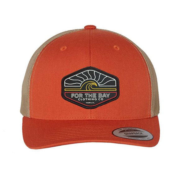 For the Bay Coastal Orange Wave Trucker Hat